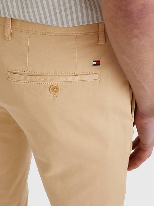 Beige Tommy Hilfiger Denton Straight Fit Satin Chinos Men's Pants | TH068ROF