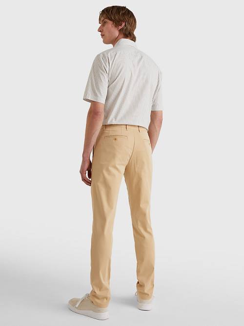 Beige Tommy Hilfiger Denton Straight Fit Satin Chinos Men's Pants | TH068ROF