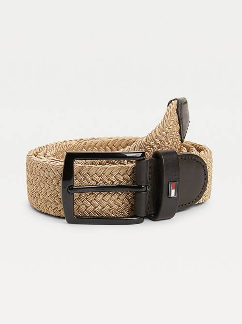 Beige Tommy Hilfiger Denton Stretch Braided Men\'s Belts | TH546KNP