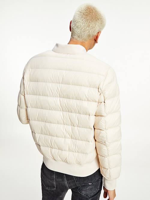 Beige Tommy Hilfiger Down Recycled Quilted Bomber Men's Jackets | TH268NKA