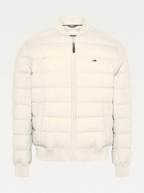 Beige Tommy Hilfiger Down Recycled Quilted Bomber Men's Jackets | TH268NKA