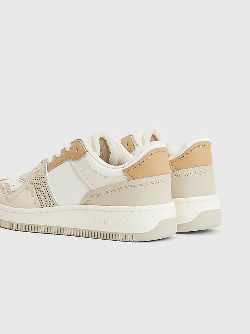 Beige Tommy Hilfiger Elevated Basket Cupsole Women's Sneakers | TH609NZR