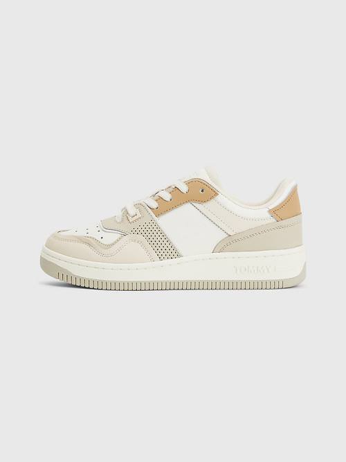 Beige Tommy Hilfiger Elevated Basket Cupsole Women's Sneakers | TH609NZR