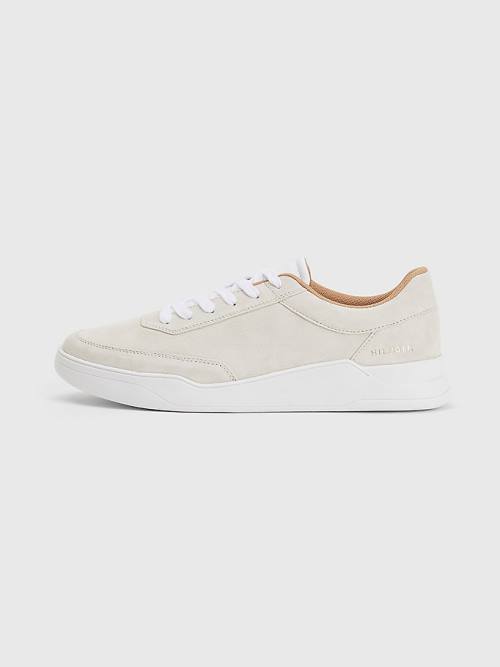 Beige Tommy Hilfiger Elevated Suede Cupsole Men's Sneakers | TH140TCX