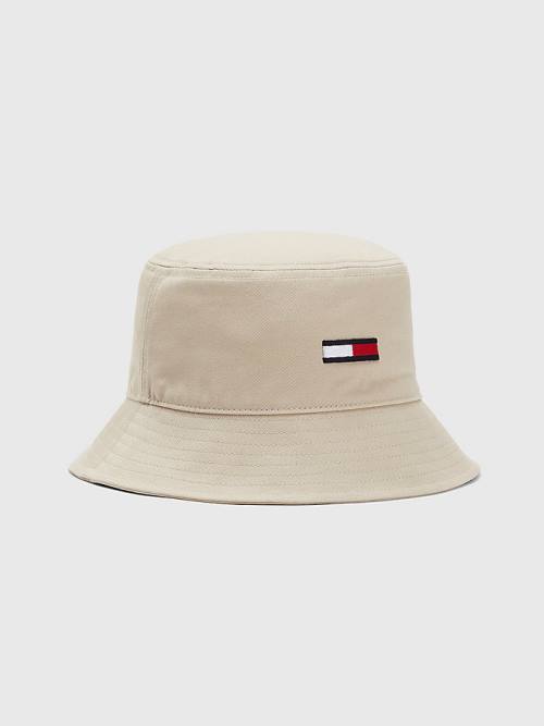 Beige Tommy Hilfiger Embroidery Bucket Men\'s Hats | TH375SKG