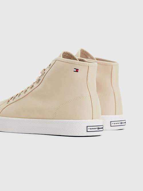 Beige Tommy Hilfiger Essential High-Top Women's Sneakers | TH061IXF