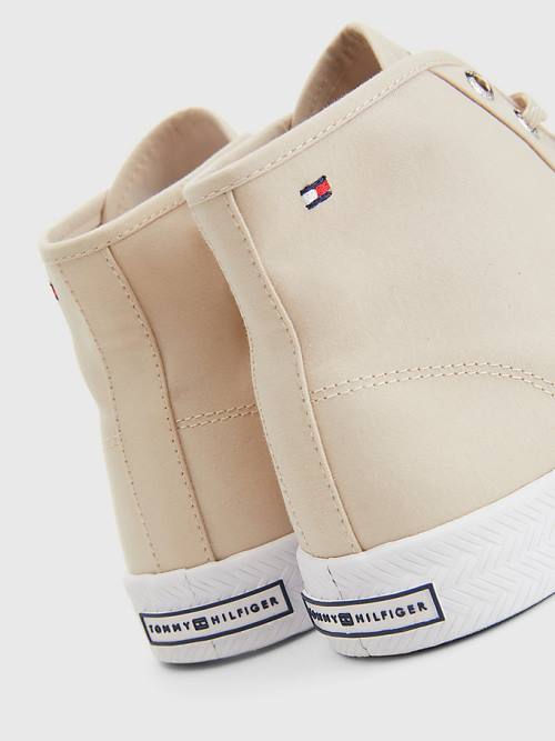 Beige Tommy Hilfiger Essential High-Top Women's Sneakers | TH061IXF