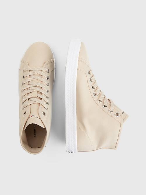 Beige Tommy Hilfiger Essential High-Top Women's Sneakers | TH061IXF