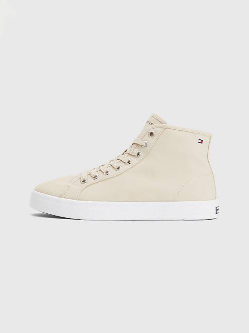 Beige Tommy Hilfiger Essential High-Top Women's Sneakers | TH061IXF