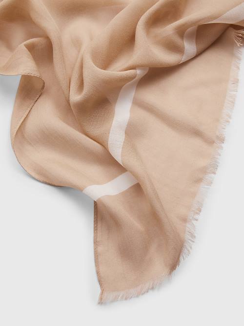 Beige Tommy Hilfiger Essential Modal Logo Women's Scarves | TH918TEK