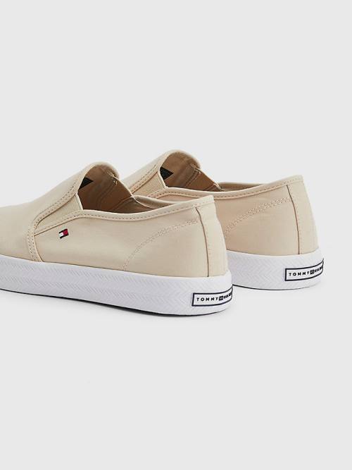 Beige Tommy Hilfiger Essential Nautical Slip-On Women's Sneakers | TH347QUS