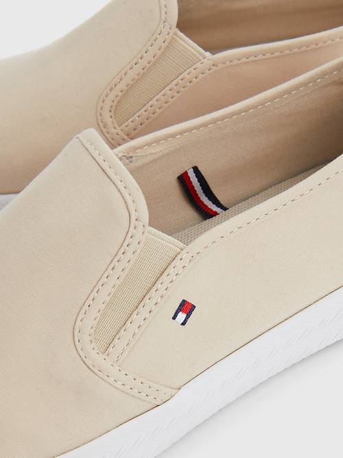 Beige Tommy Hilfiger Essential Nautical Slip-On Women's Sneakers | TH347QUS