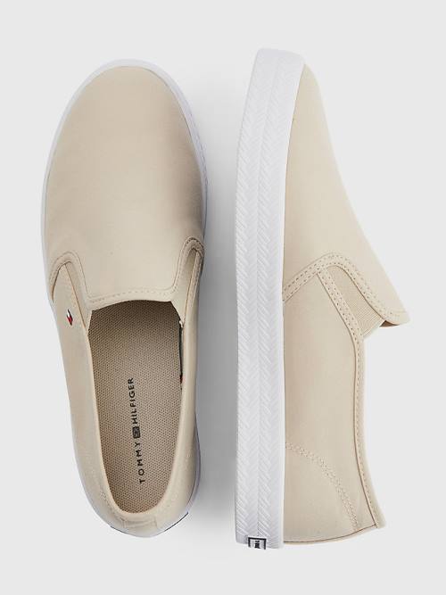 Beige Tommy Hilfiger Essential Nautical Slip-On Women's Sneakers | TH347QUS