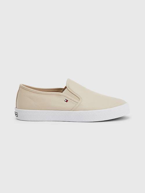 Beige Tommy Hilfiger Essential Nautical Slip-On Women's Sneakers | TH347QUS