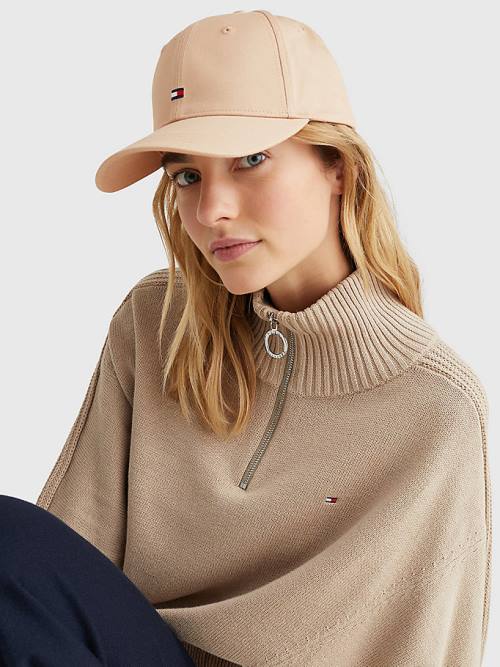 Beige Tommy Hilfiger Essential Organic Cotton Flag Cap Women's Hats | TH624REN