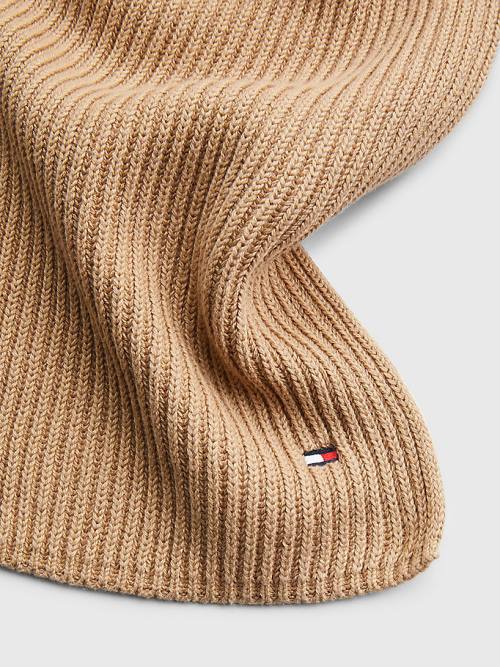 Beige Tommy Hilfiger Essential Rib-Knit Men's Scarves | TH710KIM