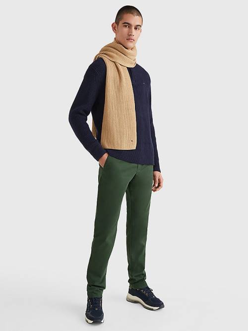 Beige Tommy Hilfiger Essential Rib-Knit Men's Scarves | TH710KIM