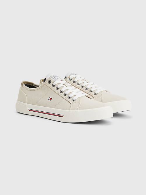 Beige Tommy Hilfiger Essential Signature Canvas Men\'s Sneakers | TH819PDF