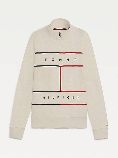 Beige Tommy Hilfiger Exclusive Mock Turtleneck Men's Sweatshirts | TH016XMG