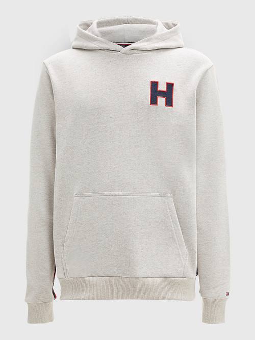 Beige Tommy Hilfiger Exclusive Signature Detail Monogram Men's Hoodie | TH613HNS