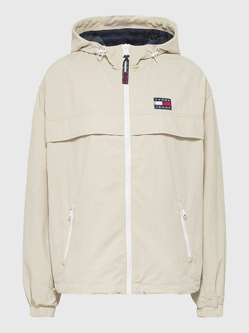 Beige Tommy Hilfiger Hooded Chicago Windbreaker Women's Jackets | TH857IPW