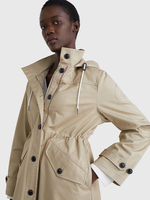 Beige Tommy Hilfiger Hooded Regatta Parka Women's Coats | TH981OHD