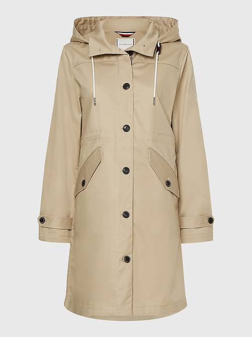 Beige Tommy Hilfiger Hooded Regatta Parka Women's Coats | TH981OHD