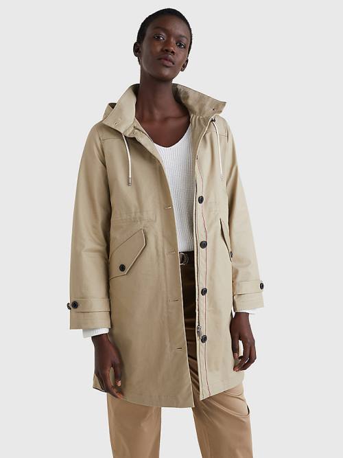 Beige Tommy Hilfiger Hooded Regatta Parka Women\'s Coats | TH981OHD