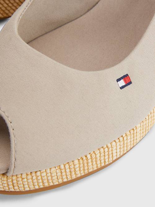 Beige Tommy Hilfiger Iconic Slingback Espadrille Wedges Women's Sandals | TH502GKL