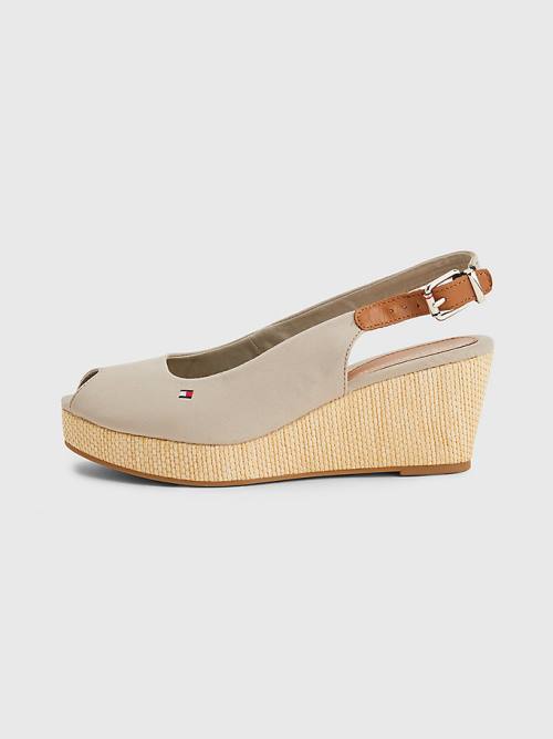 Beige Tommy Hilfiger Iconic Slingback Espadrille Wedges Women's Sandals | TH502GKL