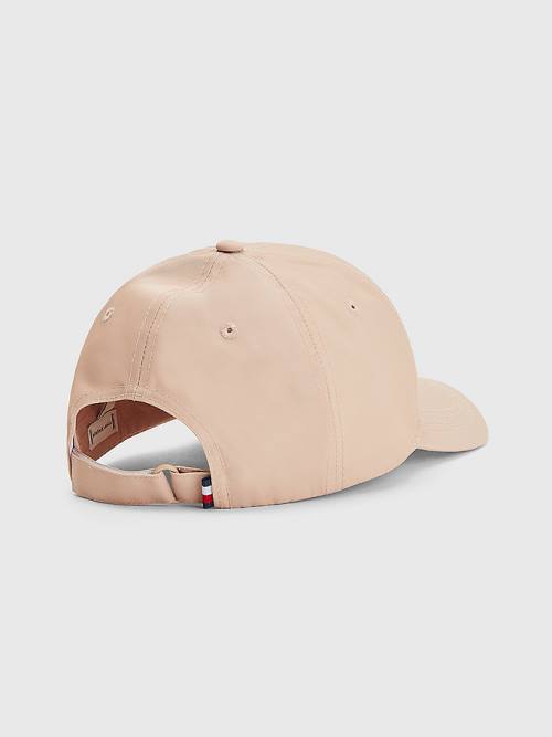 Beige Tommy Hilfiger Interlock Plaque Cap Women's Hats | TH483XBQ