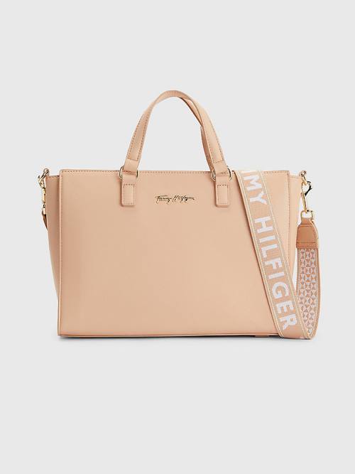 Beige Tommy Hilfiger Joy Signature Satchel Women\'s Bags | TH395CHG