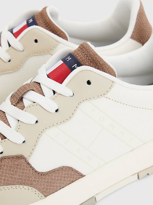 Beige Tommy Hilfiger Leather Cupsole Men's Sneakers | TH260GCB