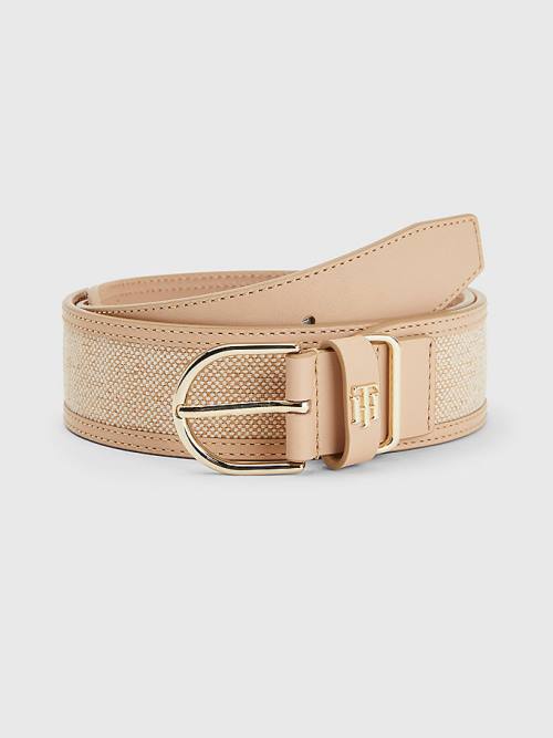 Beige Tommy Hilfiger Leather Waist Women\'s Belts | TH249FJU