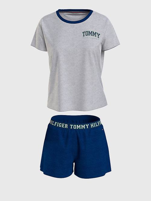 Beige Tommy Hilfiger Logo Contrast Trim Short Set Women\'s Pyjamas | TH042TMI