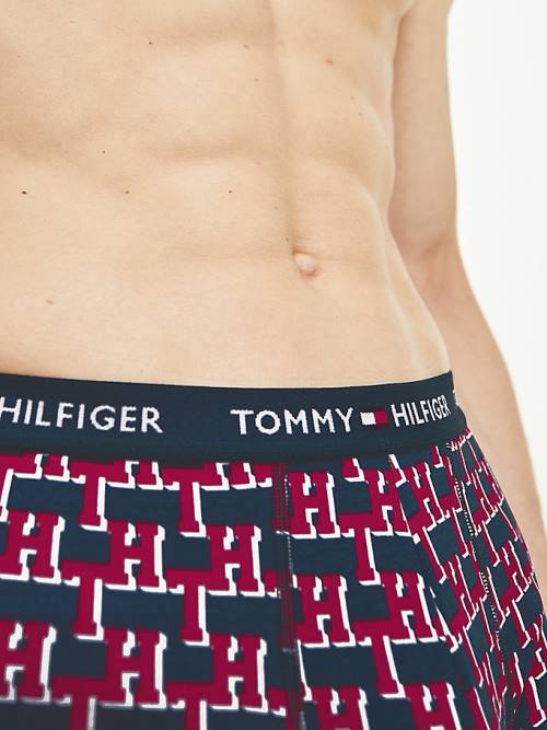 Beige Tommy Hilfiger Logo Waistband Print Trunks Men's Underwear | TH120FNT