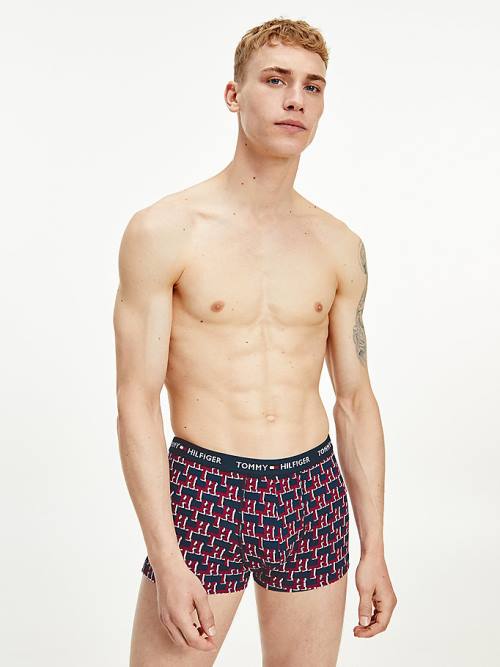 Beige Tommy Hilfiger Logo Waistband Print Trunks Men\'s Underwear | TH120FNT