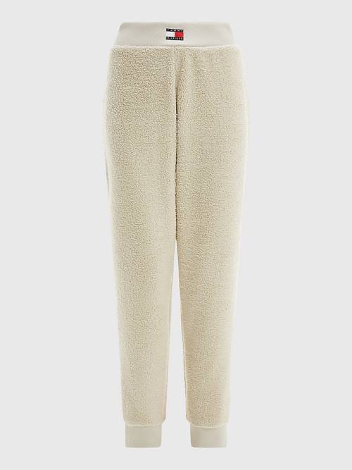 Beige Tommy Hilfiger Lounge Sherpa Joggers Women's Pants | TH617ENM