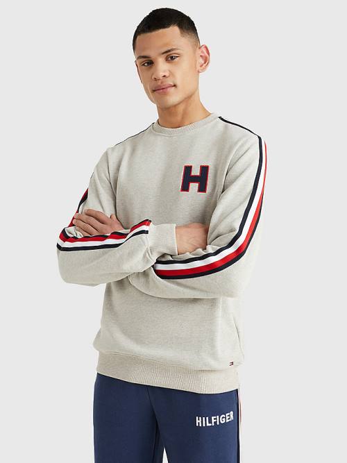 Beige Tommy Hilfiger Lounge Signature Tape Sweatshirt Men's Pyjamas | TH498RUJ