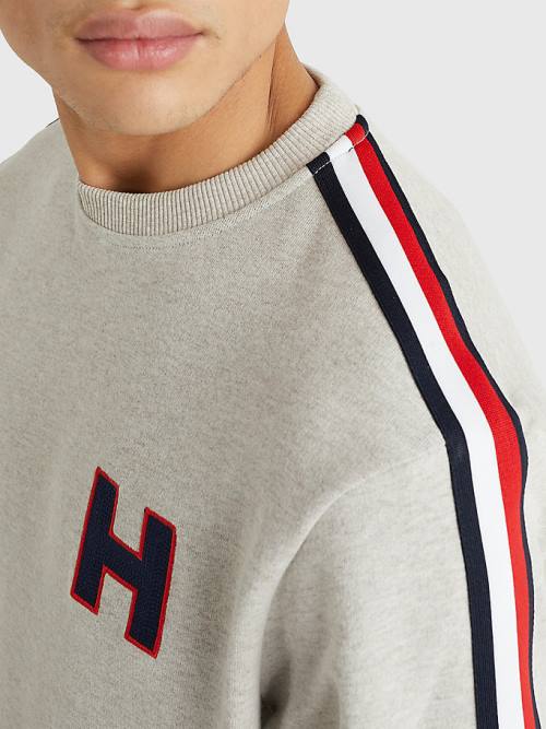 Beige Tommy Hilfiger Lounge Signature Tape Sweatshirt Men's Pyjamas | TH498RUJ