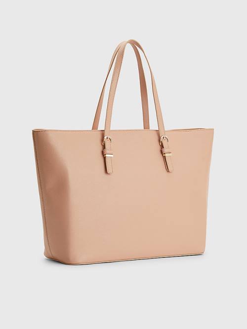 Beige Tommy Hilfiger Medium Tote Women's Bags | TH584UOX