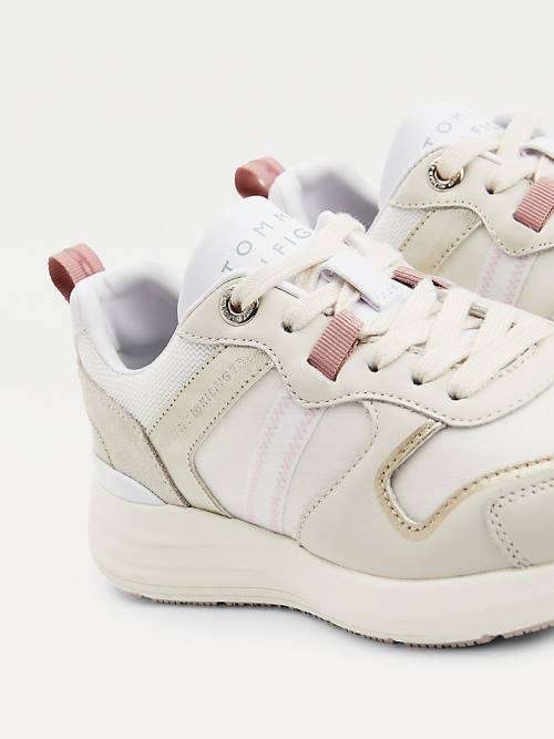 Beige Tommy Hilfiger Metallic Retro Women's Sneakers | TH075CFT