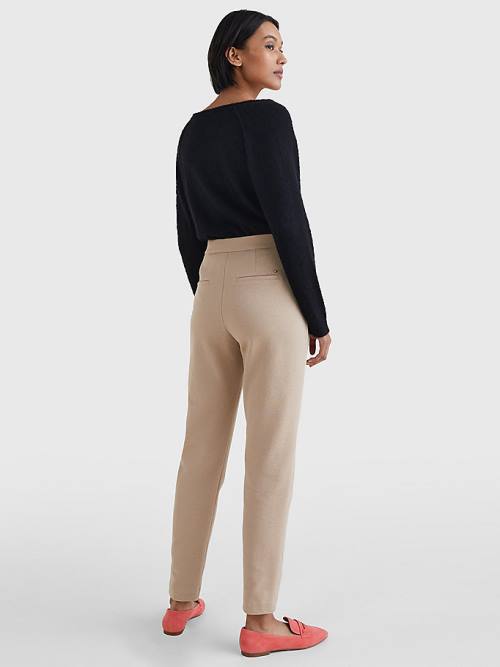 Beige Tommy Hilfiger Michelle Textured Tapered Women's Pants | TH895XIO