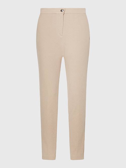 Beige Tommy Hilfiger Michelle Textured Tapered Women's Pants | TH895XIO