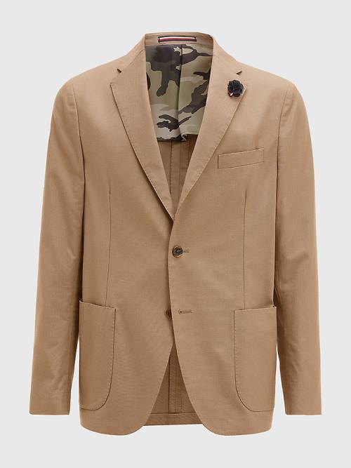 Beige Tommy Hilfiger Military Canvas Men's Blazers | TH912PYO