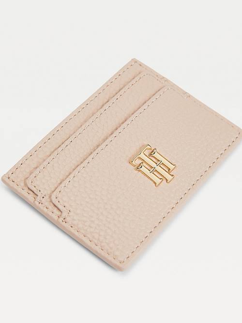 Beige Tommy Hilfiger Monogram Card Holder Women's Wallets | TH683WIS