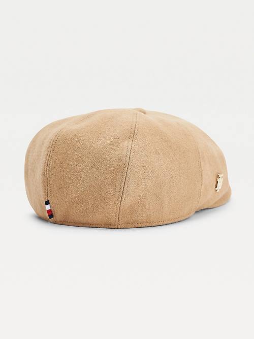 Beige Tommy Hilfiger Monogram Newsboy Cap Women's Hats | TH641TWU