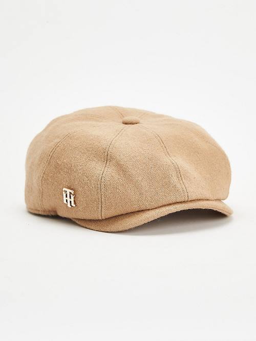 Beige Tommy Hilfiger Monogram Newsboy Cap Women\'s Hats | TH641TWU