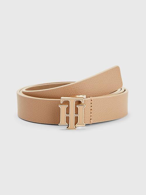 Beige Tommy Hilfiger Monogram Pebble Grain Women\'s Belts | TH539UYA