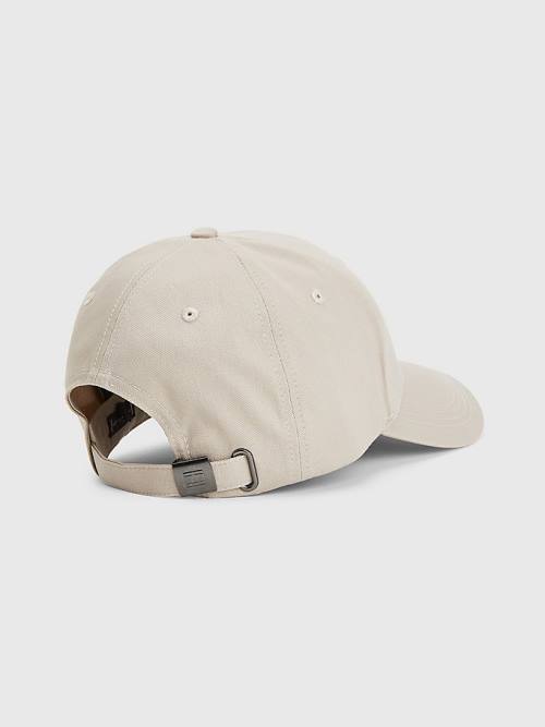 Beige Tommy Hilfiger Organic Cotton Flag Embroidery Cap Men's Hats | TH238YPA